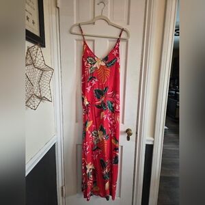 Old Navy Red/Orange Tropical Patterned Dress